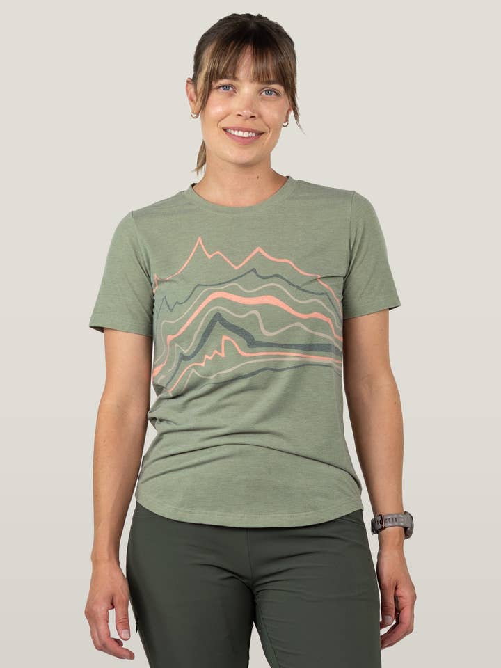 Women's Graphic Traverse Tek Tee for wholesale by Belong Designs