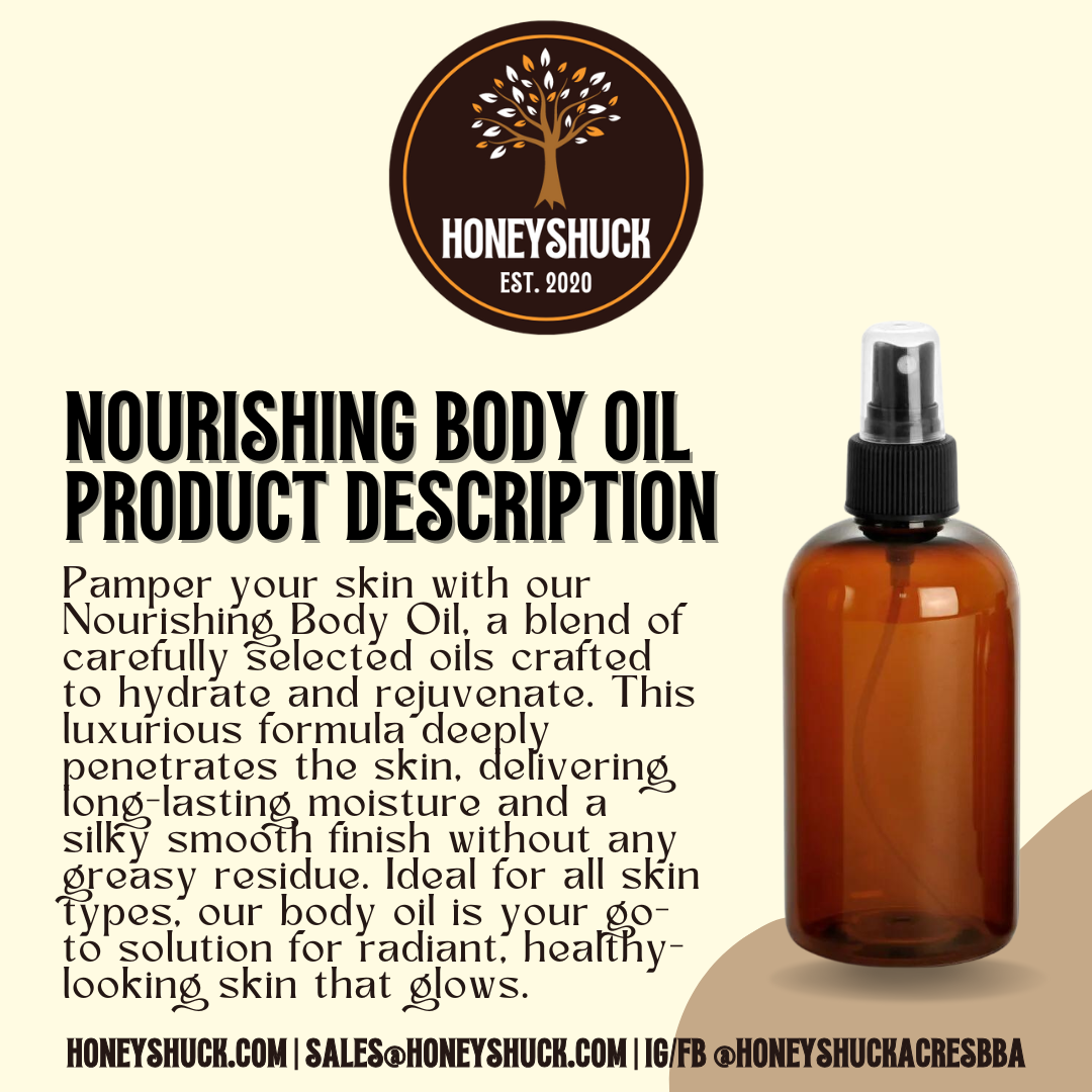 Honeyshuck Acres, LLC - Wholesale Bath/Body Oil - Body Oil | Unlabeled | Nourishing | 4 fl oz1