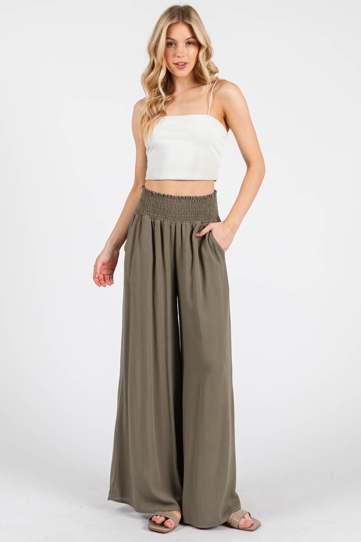 Final Touch – wholesale Pants – Women's – Heavy Gauze Wide Leg Pants - NP70263D-HV11