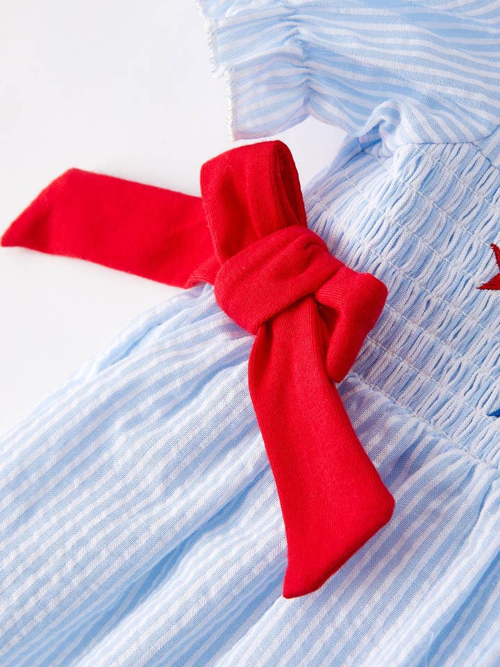 Rylee Faith Designs - Wholesale Dress - Kids - 4th of july Boys' Smocking Star Embroidered Dress