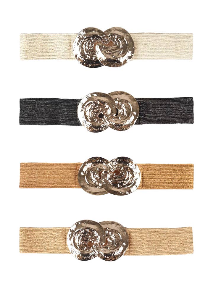 Plus size Interlocking Disc Stretch Waist Belt for wholesale by Pink Irene Wholesale