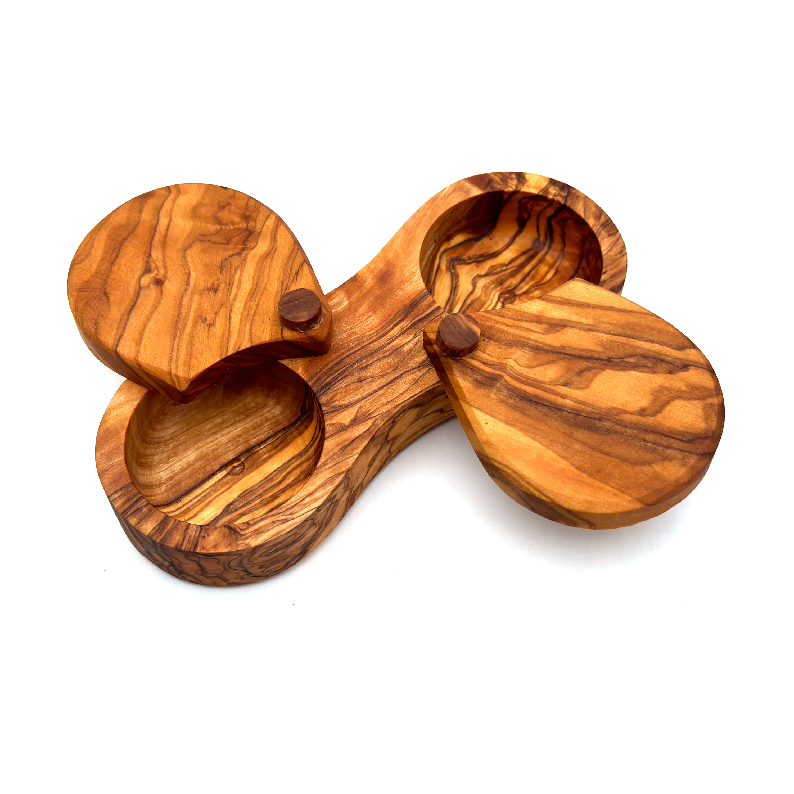 medina mood – wholesale Food storage container – Spice jar with 2 compartments handmade from olive wood 6