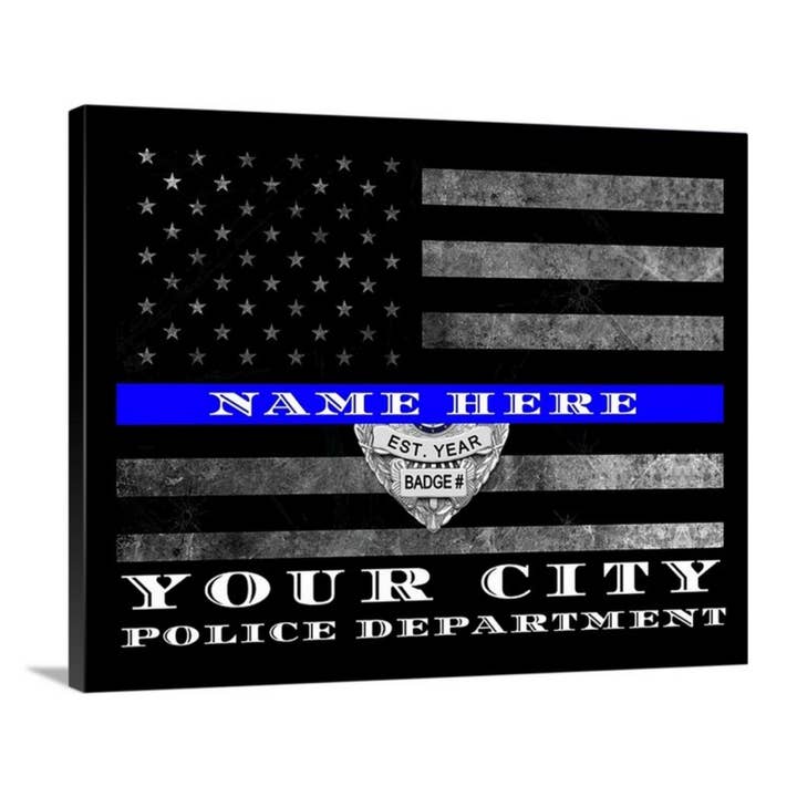 Modern Memory Design Picture Frames – Impressão artística por atacado – Columbus Police Officer Fin Blue Line Flag Gift Art