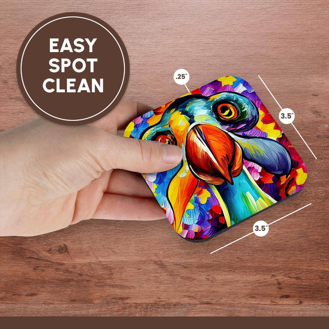 3dRose - Wholesale Coasters - 3dRose, Colorful dodo bird portrait. Funny digital oil painting gift, card, Coaster13