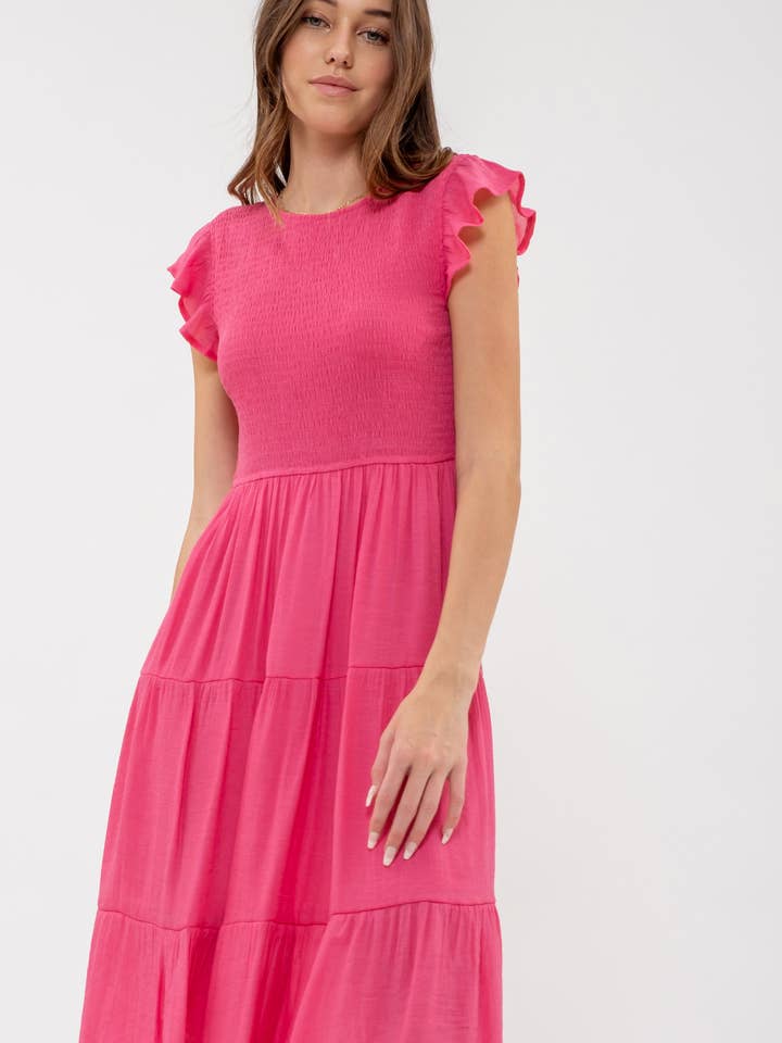 Blu Pepper - Venta al por mayor Vestido - Mujer - Vestido midi con volantes y cuerpo fruncido61