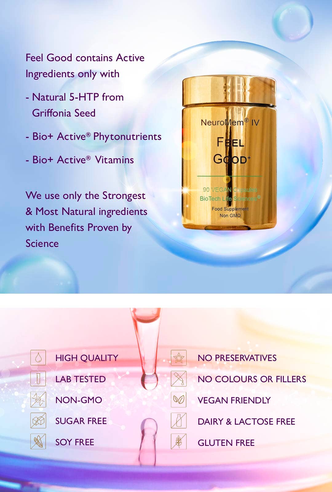 BioTech Life Sciences – Großhandel Nahrungsergänzungsmittel/Vitamin zum Einnehmen – IQ4 FÜHL DICH GUT - Stress reduzieren, Schlaf & Entspannung fördern9