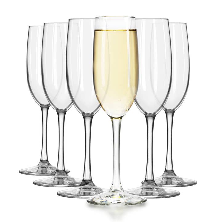 Libbey - Wholesale Champagne Flute - Libbey Entertaining Essentials Flute Glasses, 8 ounce, Set of 6