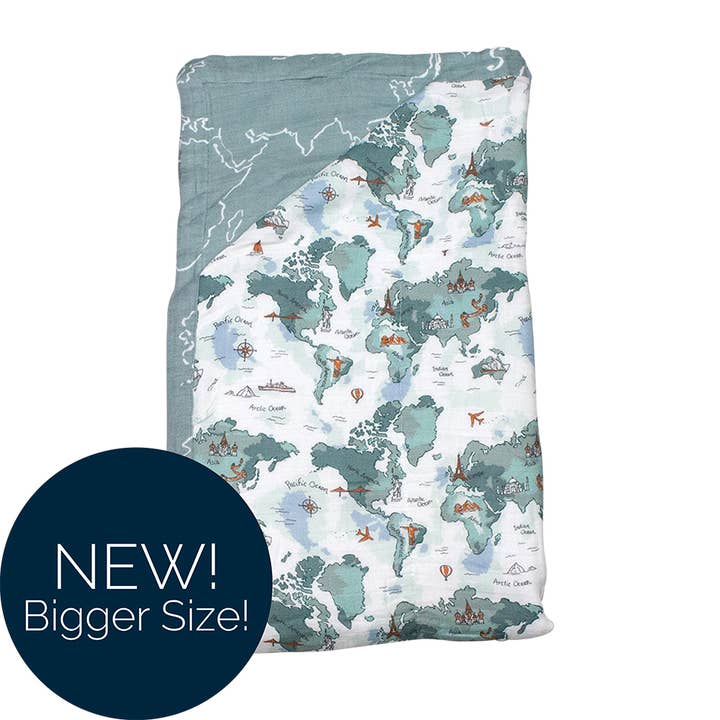 Bebe au Lait – Engroshandel Sengetæppe - Børn og baby – Verdenskort+Someday Åh-så-Soft Muslin Super Snuggle Tæppe