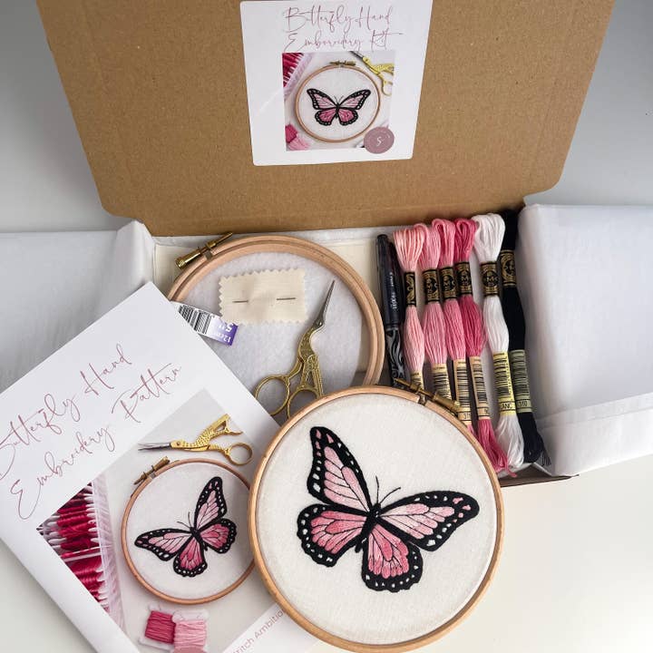 Butterfly Hand Embroidery Kit for wholesale by Stitch Ambition