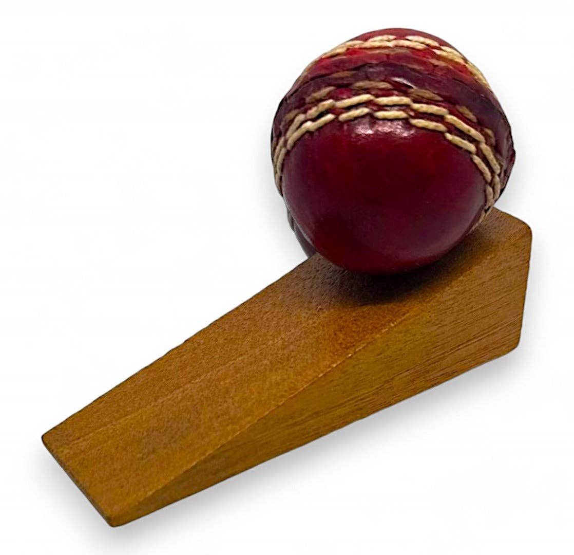 SPORTGIFTZ - Wholesale Door Stop - CRICKET-GIFTS - Real Leather Mini Cricket Ball Door Stop | Handmade in UK | Unique Home Decor for Cricket Fans | Cricket Themed for Men | 11cm0
