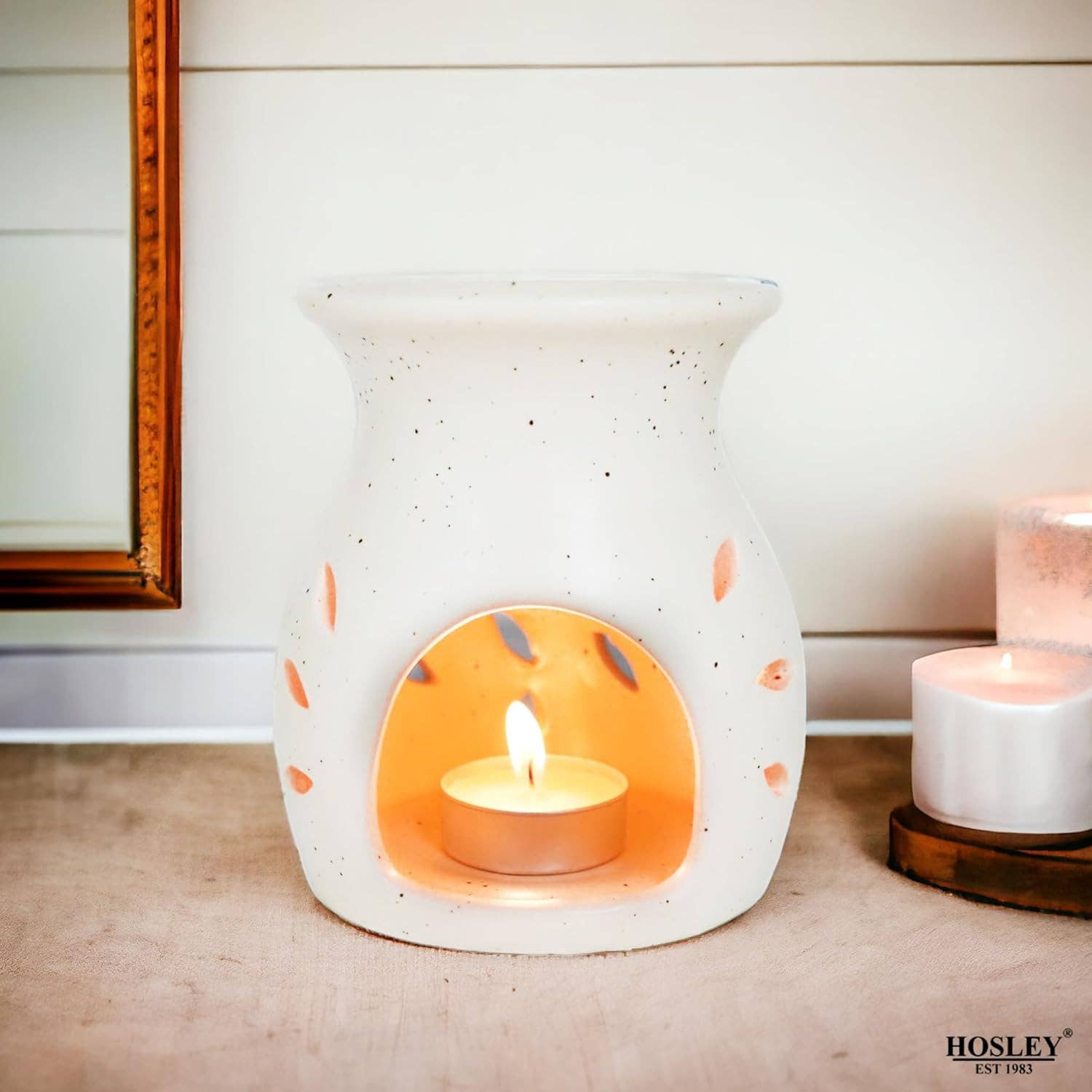 Hosley - Vente Diffuseur d'huile essentielle à chaleur - LOT DE 3 CHAUFFE-HUILE EN FORME DE FEUILLE D'IVOIRE HOSLEY® DE 4,5 po DE HAUT8