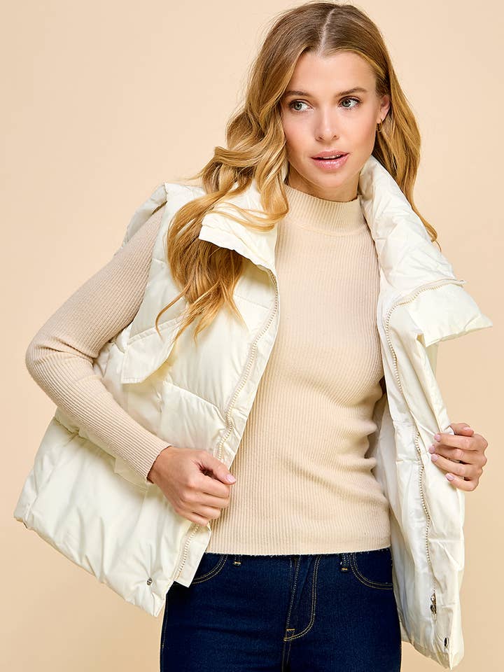 AIBLEE - Wholesale Outerwear Vest - Women's - Oversized Puffer Vest with Pockets