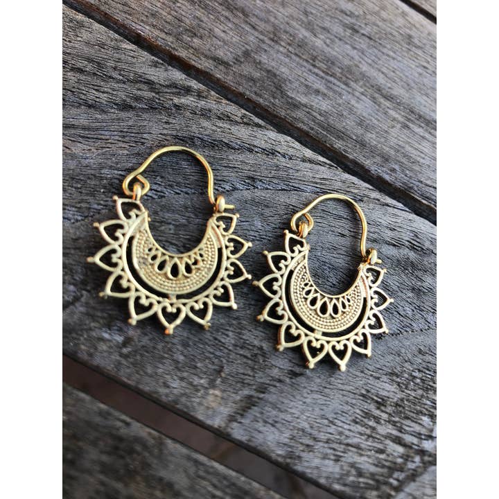 Emma's Emporium – wholesale Hoop earrings – Brass Tribal Gypsy Ethnic Earrings - Small2