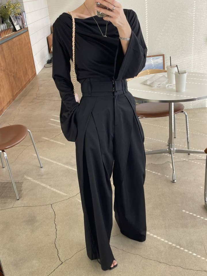 safistyle - Wholesale Pants - Women's - High-Rise Wide-Leg Pleated Pants5