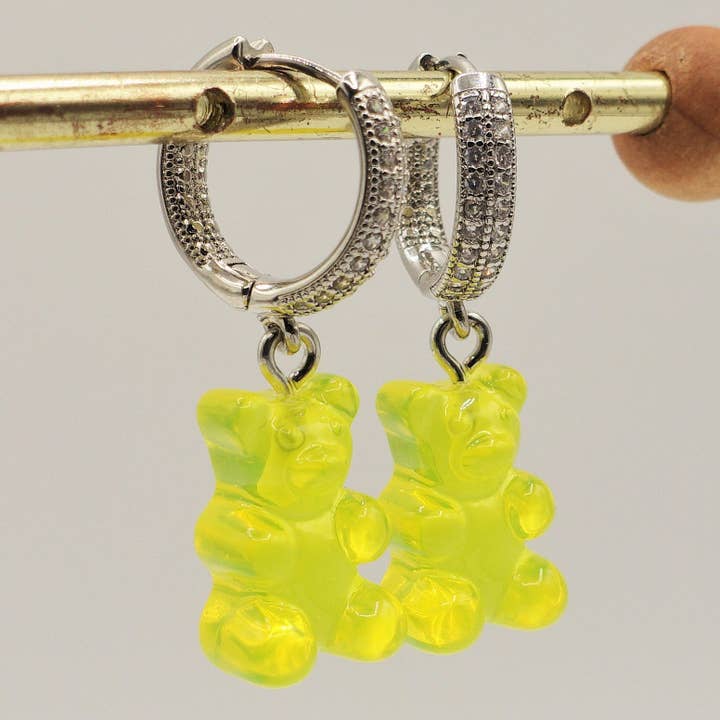 Daemon srls - Wholesale Dangle Earrings - WINNY CRYSTAL ~ gummy bear ~Orecchini a cerchio con Zirconi