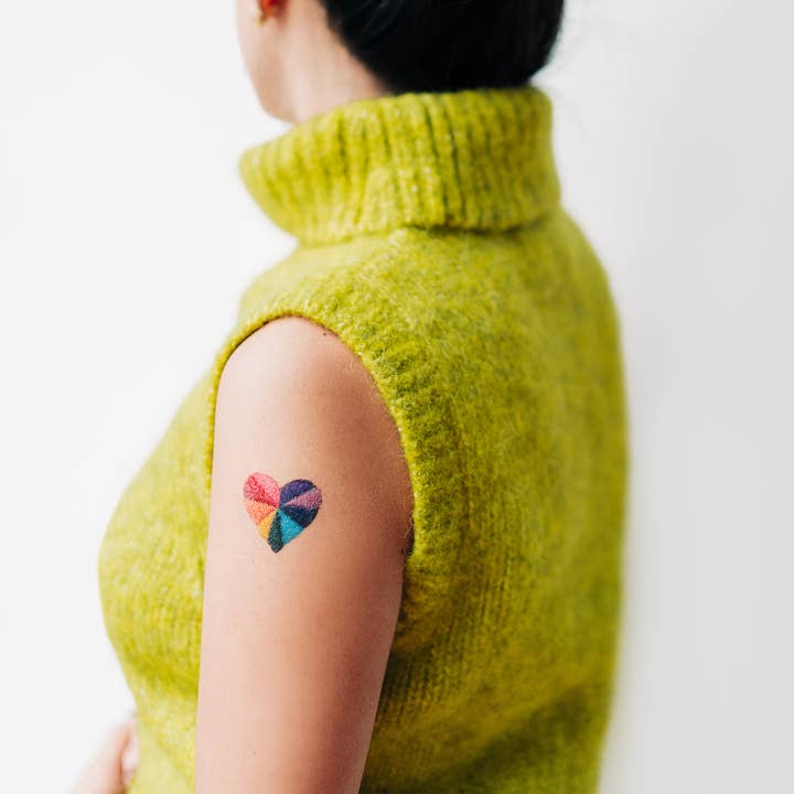 Tattly - Wholesale Temporary tattoo - Rainbow Heart Tattoo Pair2