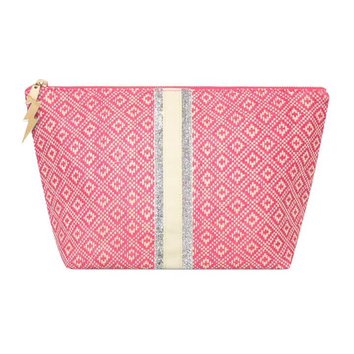 LARGE PINK DIAMOND WEAVE BAG POUCH for wholesale by Cockatoo