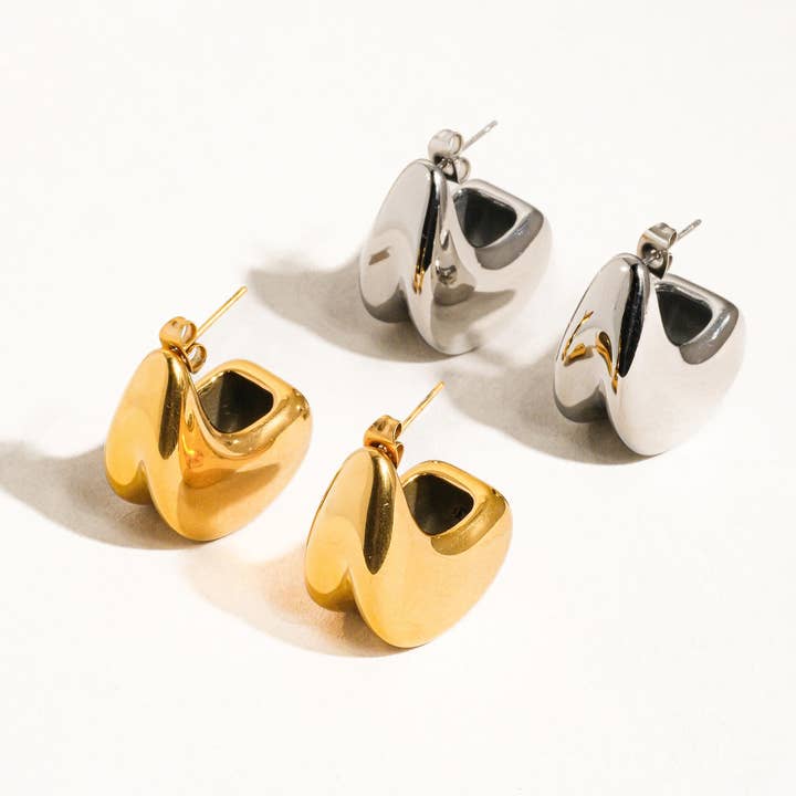 Flânerie by MAIQ - Wholesale Hoop Earrings - Sonnet 18K Gold Non-Tarnish Double Huggie Earring