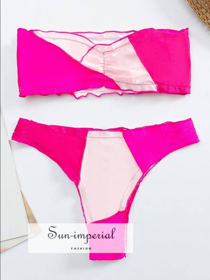 Kvinnor Patchwork Bandeau Tube Bikini 2 Bit Baddräkt för wholesale av Sun Imperial