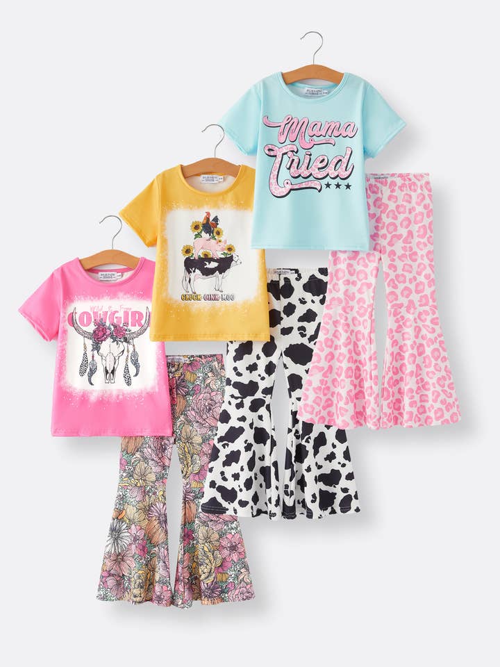 Girls Western Cow Leopard Print Cow Six-Piece Set for wholesale by Rylee Faith Designs