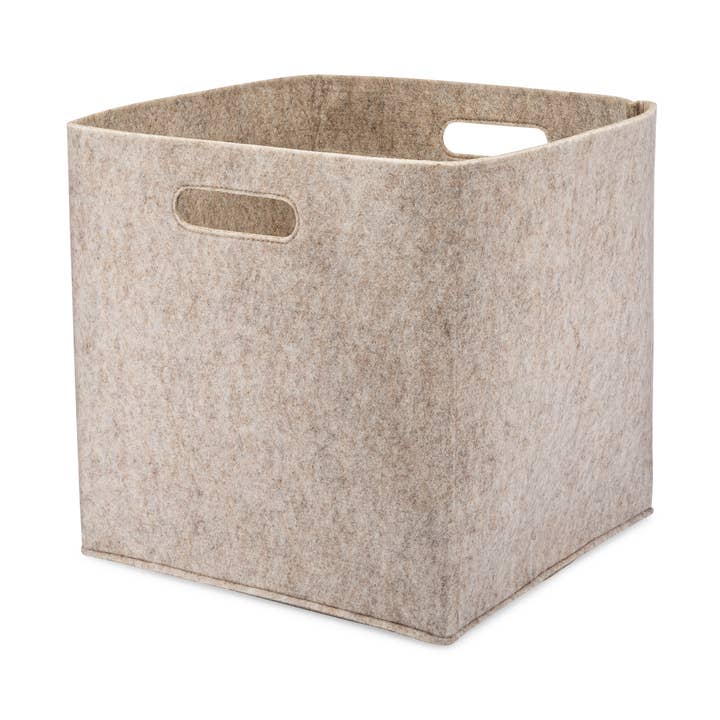 Cesto de arrumação Feltro Cubo - Aveia por atacado de Parker Baby Co.