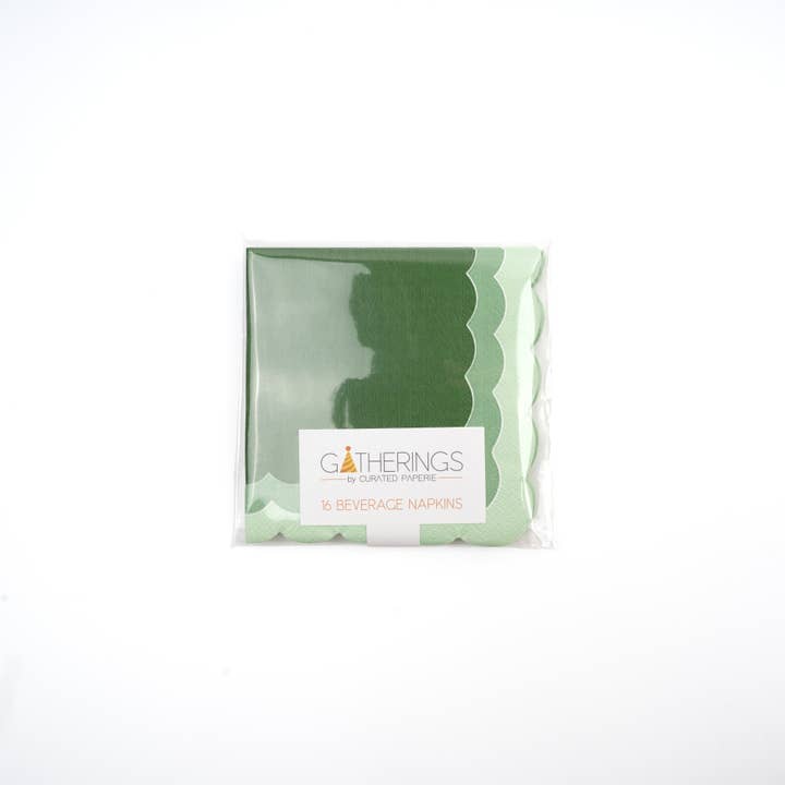 Gatherings by Curated Paperie - Vendita all'ingrosso Tovagliolo monouso - Tovaglioli da bevanda verde sfumato a conchiglia SPR23-CN22