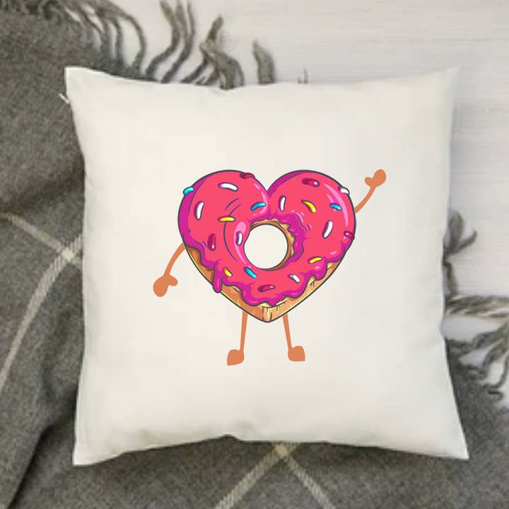 Happy Donut waving Throw Couch Pillow (bedroom, living room) for wholesale by Maqoba