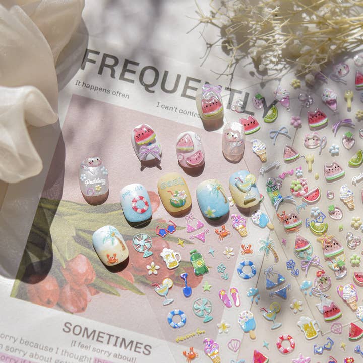 Hello Claws | Summer Holiday Nail Deco Sticker for wholesale by Hello Claws Limited