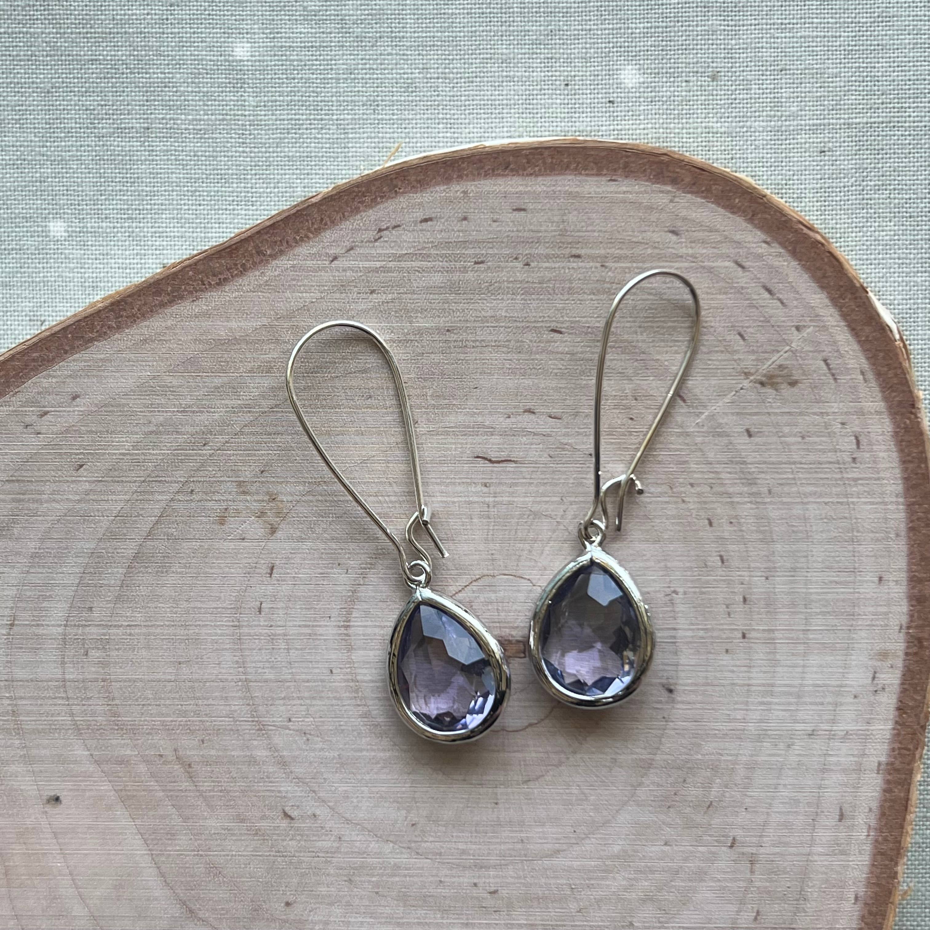 Dana Herbert - Wholesale Dangle Earrings - Silver Jane Bezel Glass Short Dangle Earrings12