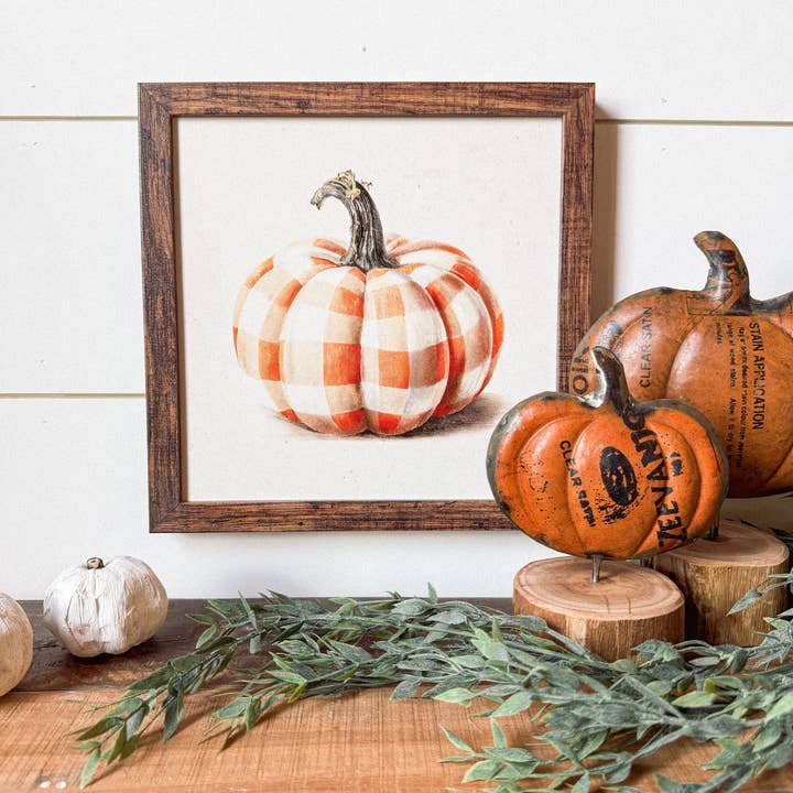 Vintage geruite pompoen houten bord voor wholesale door WillowBee Signs & Designs