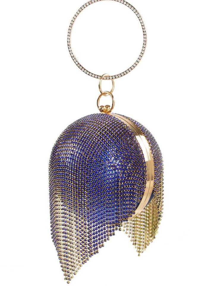 Full Rhinestone Fringe Ball Shape Clutch voor wholesale door Shop Neighbors