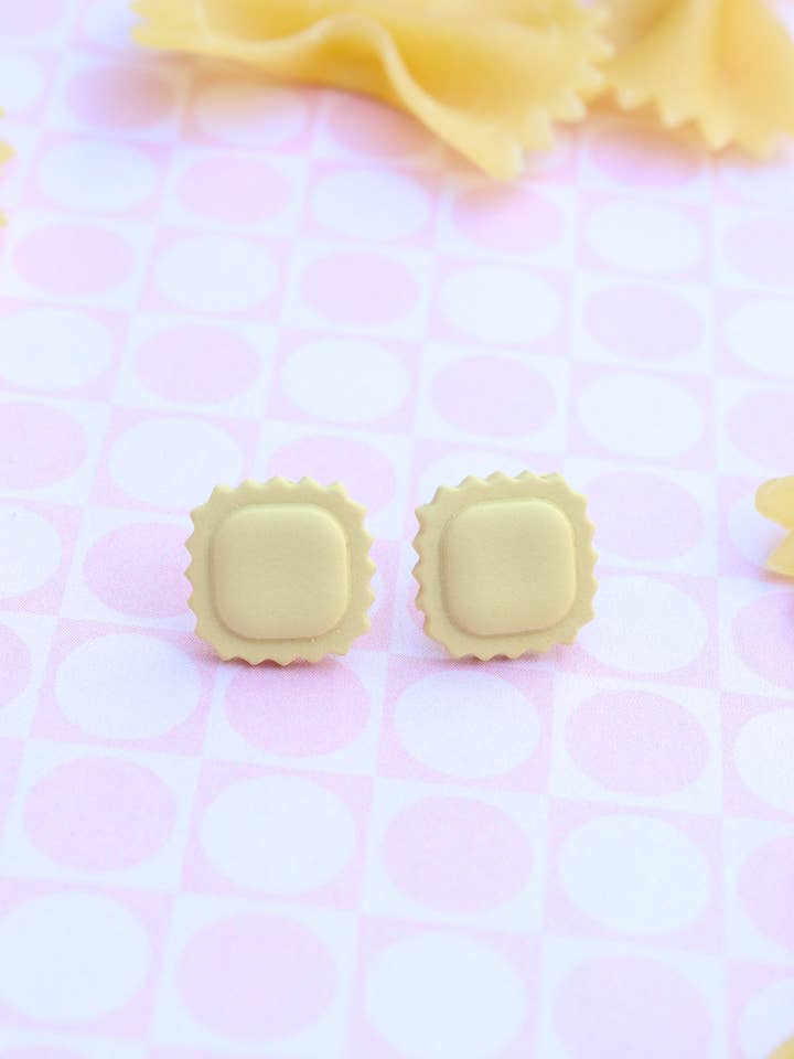 Ravioli and Bowtie Pasta Studs for wholesale by Lily and Sparrow Clay
