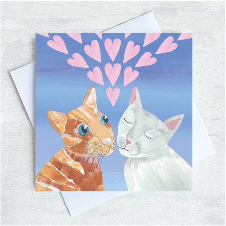 Purrfect Together Couples Valentines Greetings Card for wholesale by Joanne Wishart