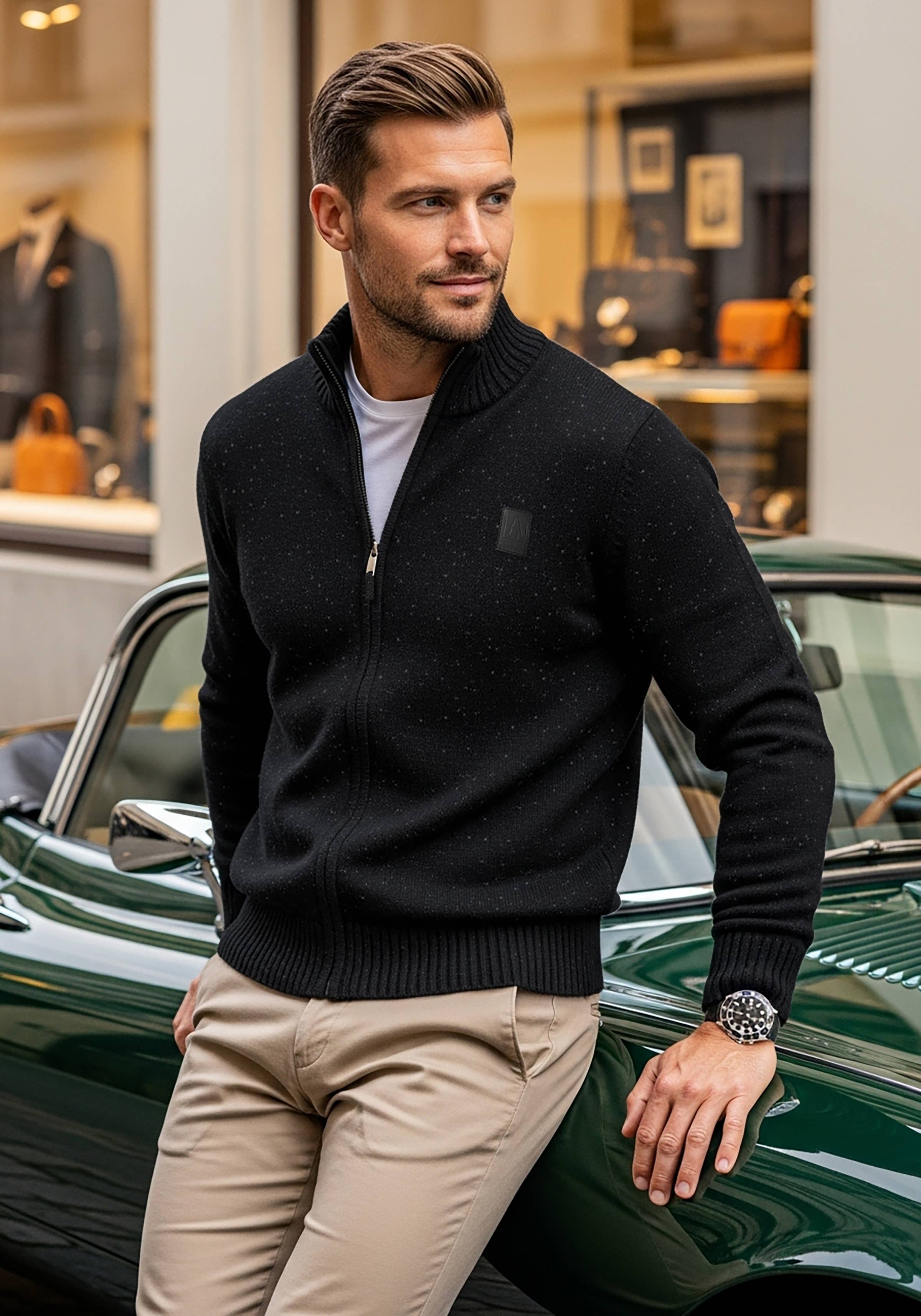 I-Wear Brands - Vendita all'ingrosso Maglione tricot - Uomo - Cardigan da uomo in maglia 100% cotone con cerniera completa9