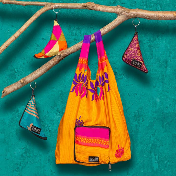 Recycled Sari Fold Out Bag and other Purchase wholesale recycled fabric. Free returns & net 60 terms on Faire trending on Faire.