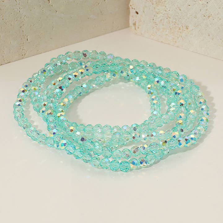 Sensibling Corp. - Wholesale Jewelry Set - 5PCS - Sparkling Faceted Beaded Stackable Stretch Multi Layered Bracelet16