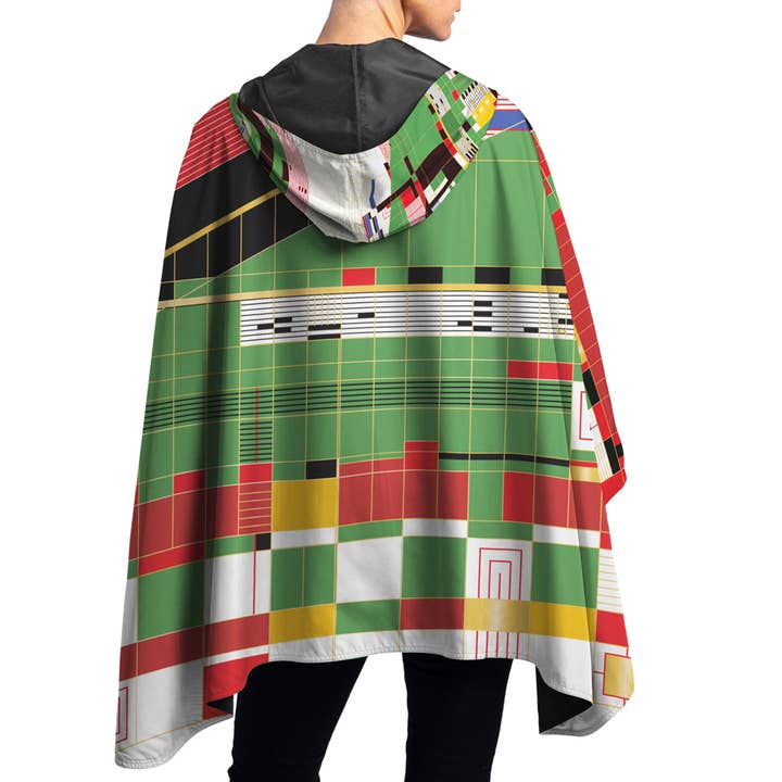 Frank Lloyd Wright Hillside Curtain Reversible Rain Cape Poncho – Lightweight Hooded Womens Wrap for wholesale by RainCaper