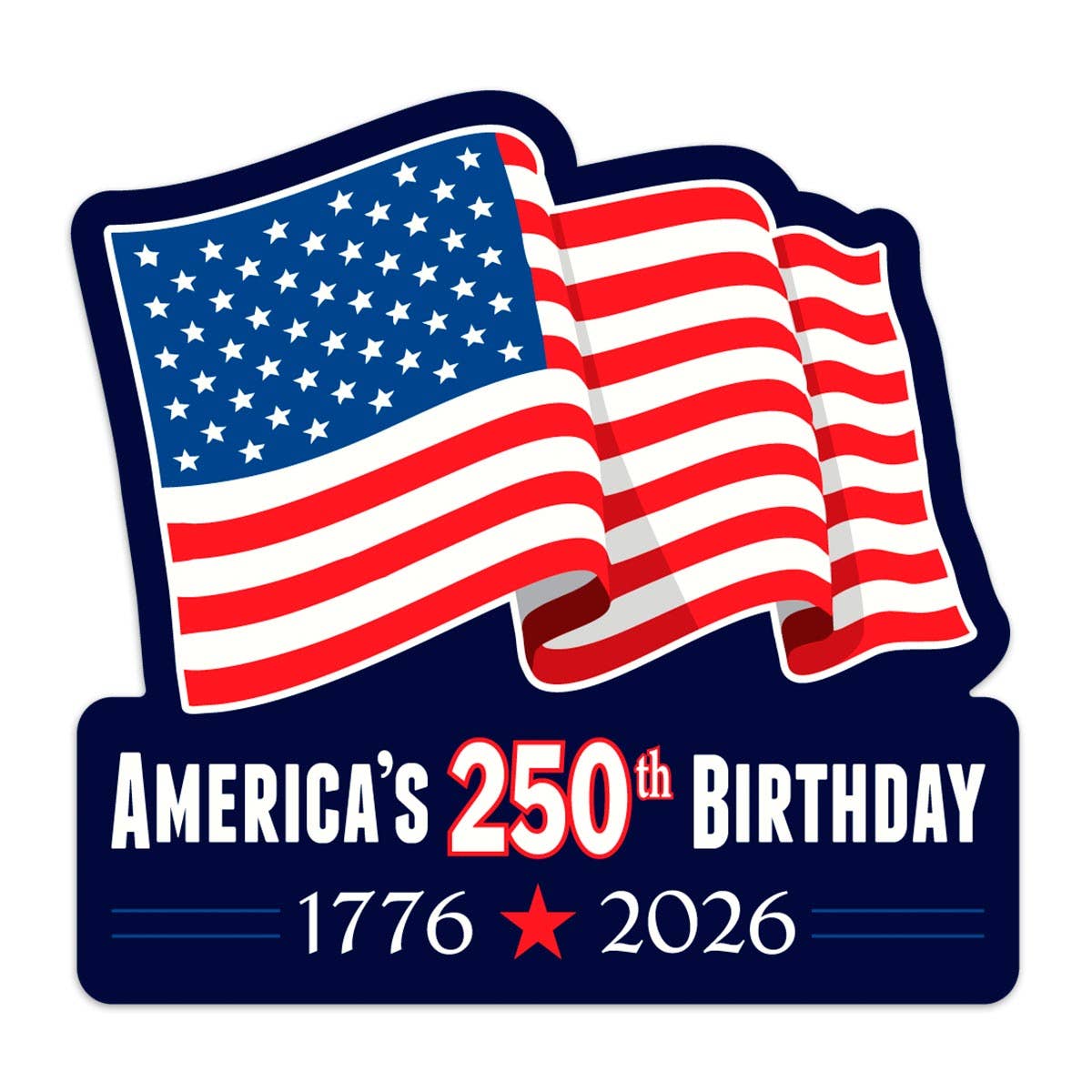 RetroPlanet - Wholesale Sticker - USA 1776 Flag Celebrate 250 Years Patriotic Die Cut Sticker1