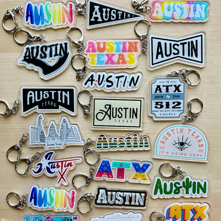 The Sticker Box | Texas Inspired Stickers & Magnets - Wholesale Keychain - Unisex - Austin Texas Keychain Austin lover Gift Stocking Stuffer