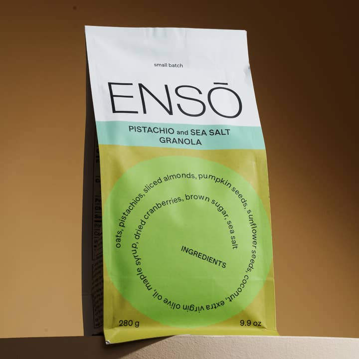 ENSŌ – Großhandel Granola – Pistazie & Meersalz Granola – Kleine Charge, in Olivenöl gebacken