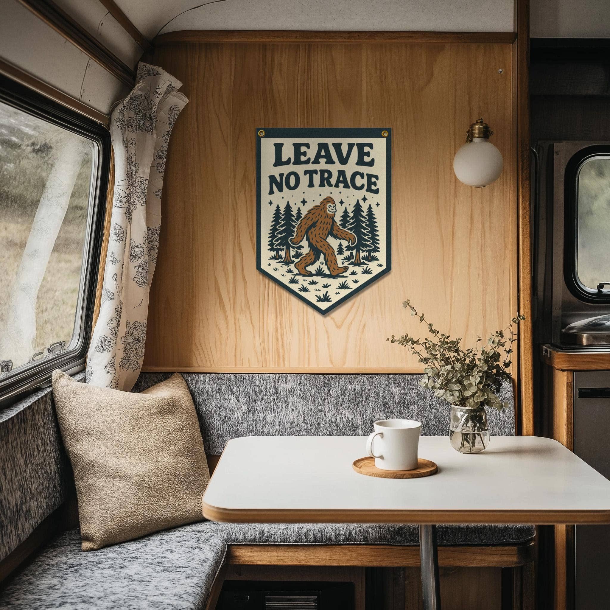 Benoit's Design Co. - Wholesale Sign - Leave No Trace Sasquatch Felt Camp Flag3