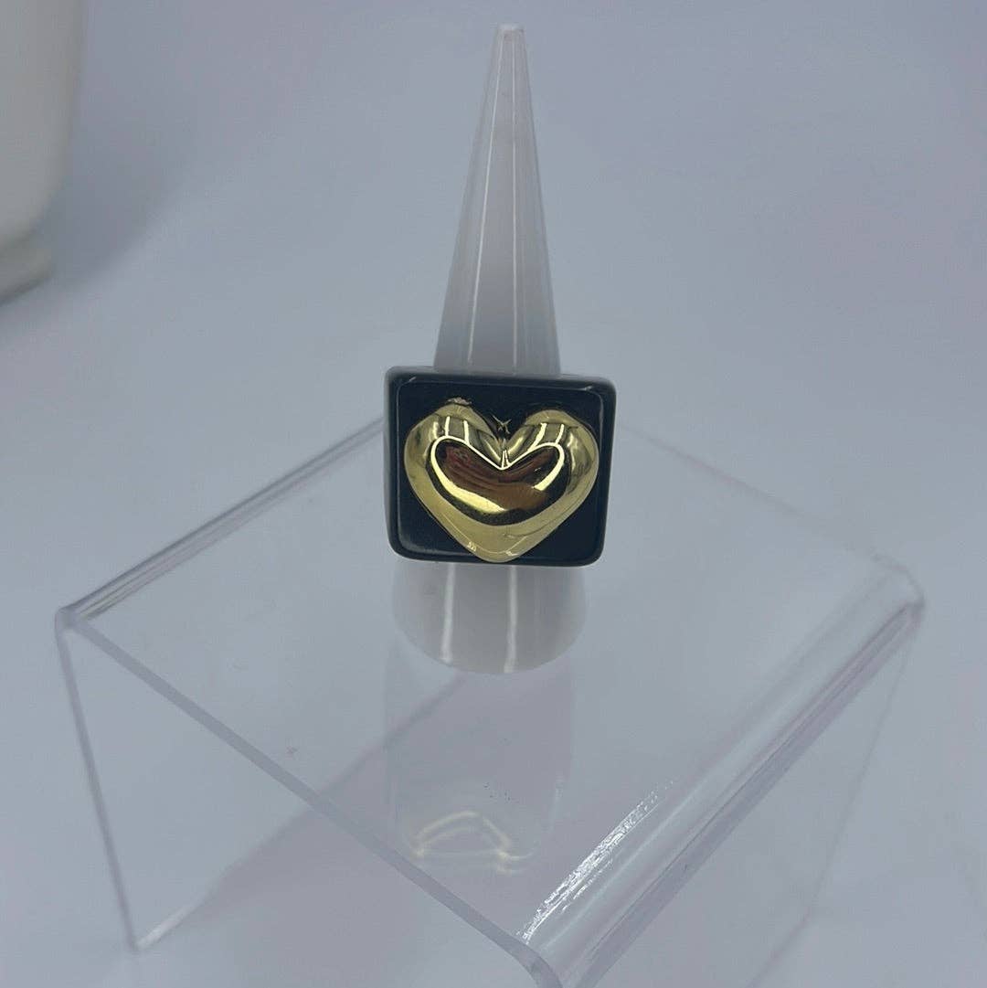 E ACCESORIES JEWERLY - Vente Bague de cocktail/de cérémonie - Bague épaisse en plastique Big Heart4