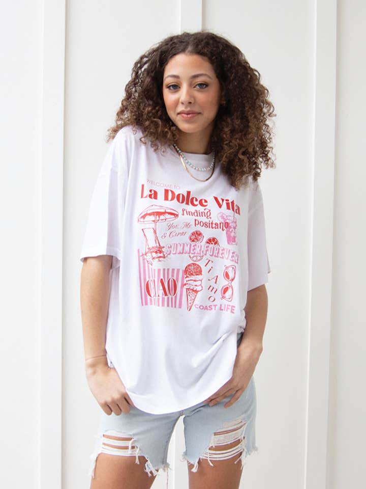 chicka-d - Wholesale Screen Printed T-Shirt - Women's - WELCOME TO LA DOLCE VITA BAND TEE