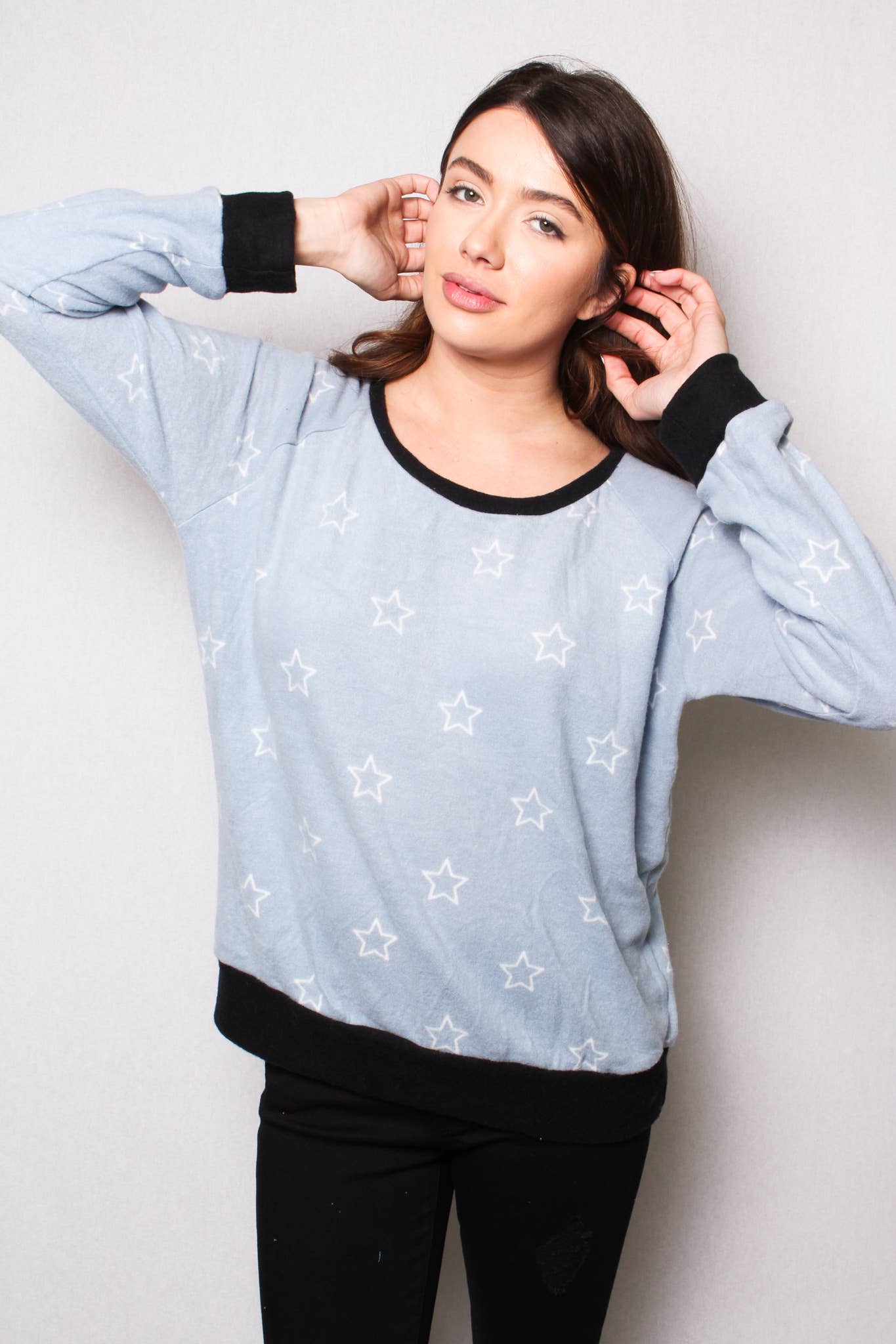 Good Stuff Apparel - Wholesale Sweatshirt - Women's - Women's Star Print Raglan Top2