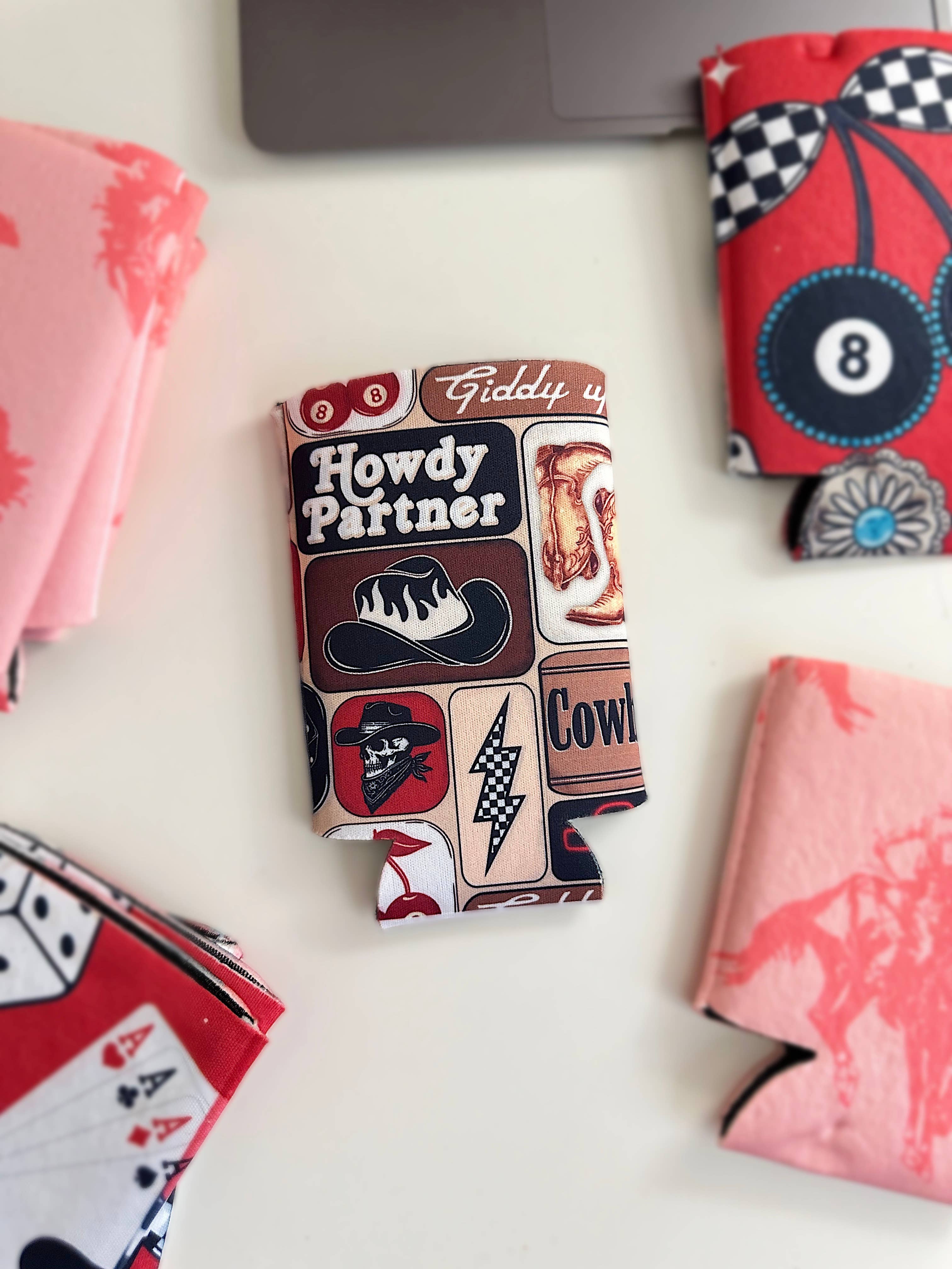 Gunpowder and Glam Boutique - Wholesale Drink Huggers & Koozies - Howdy Partner Koozie (2 sizes)
