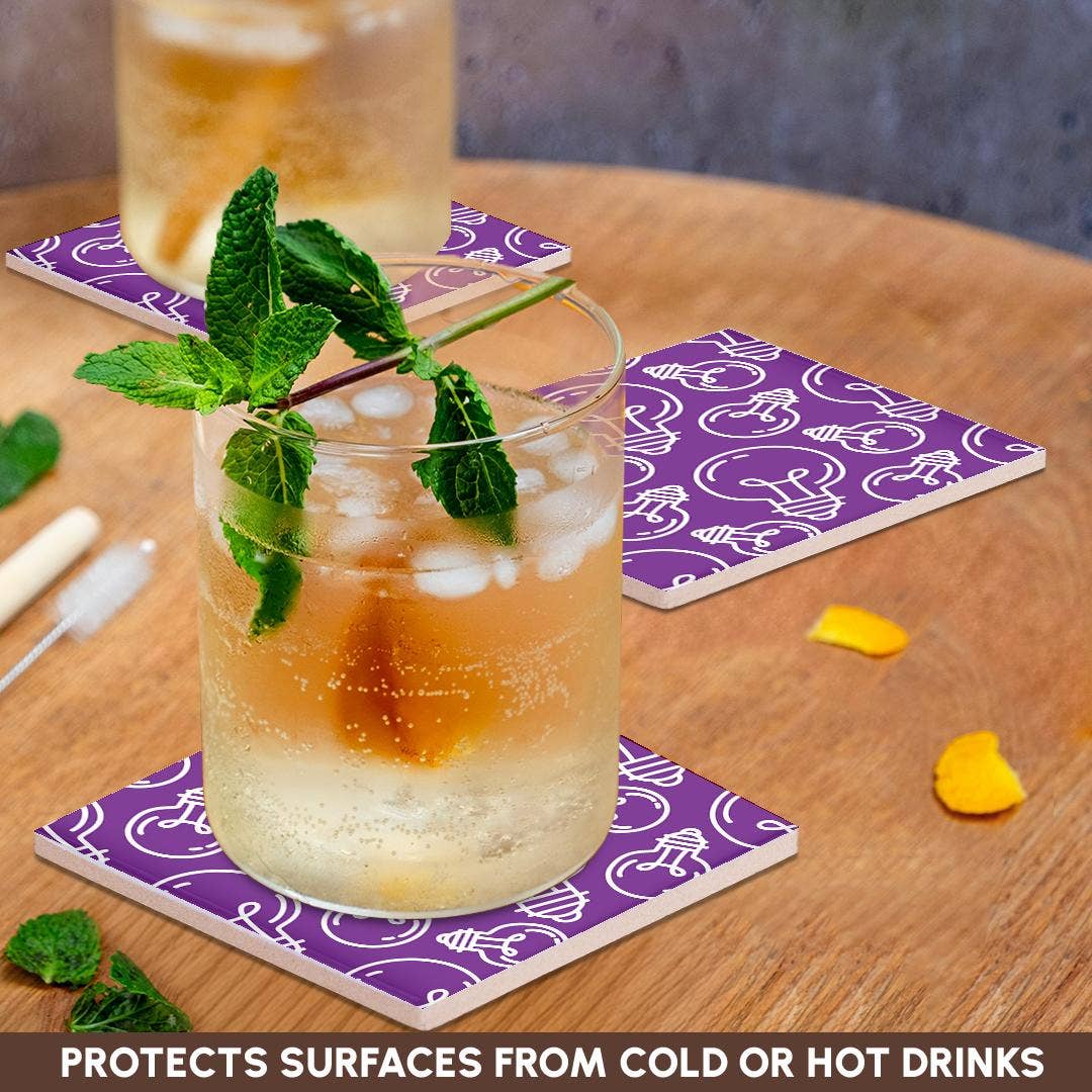 3dRose - Wholesale Coasters - 3dRose, Modern Purple and White Light Bulb Pattern, Coaster2