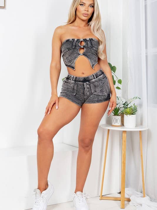 Ensemble court avec découpe et lavage minéral GD4447 pour la vente par Jour