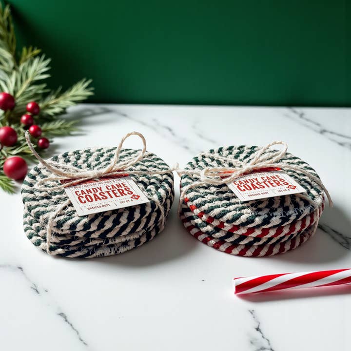 Gia Roma - Wholesale Coasters - Christmas Coaster Sets Handmade, Candy Cane Holiday Decor26