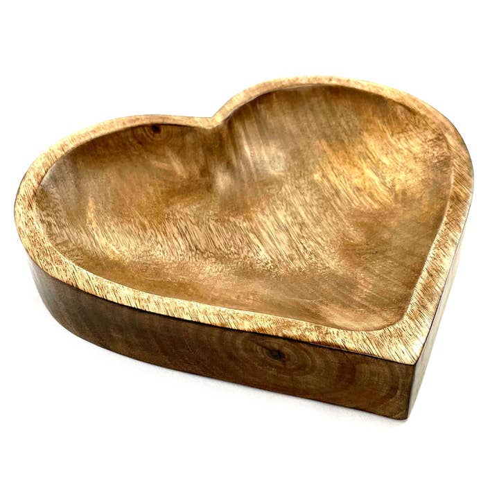 Jafsons International - Wholesale Jewelry Dish - Mango Wood Trinket Tray-Heart Plain