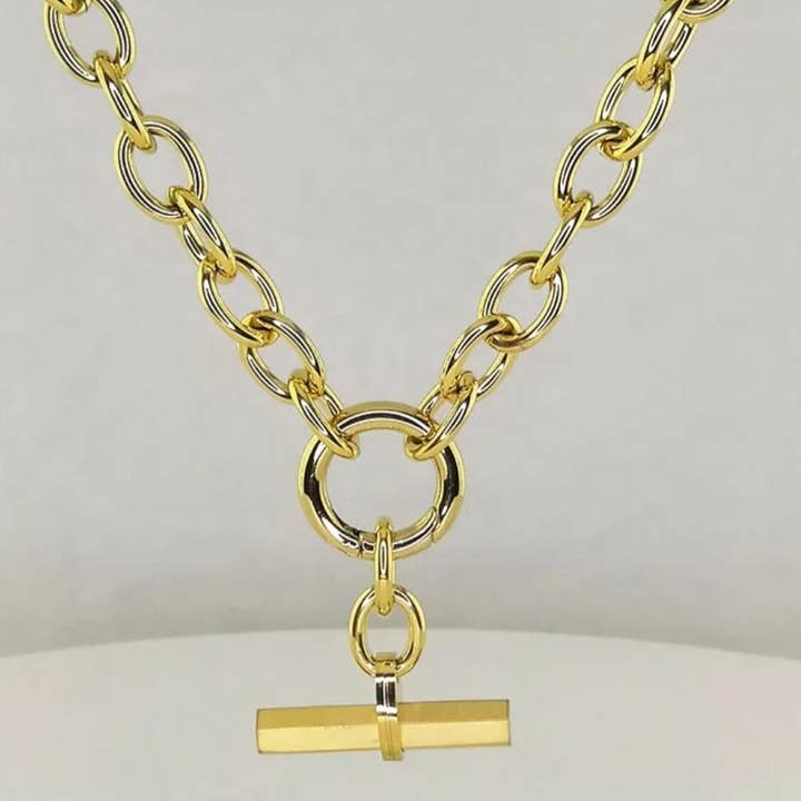 Chunky T Bar Necklace - Gold or Silver for wholesale by Misgraceful